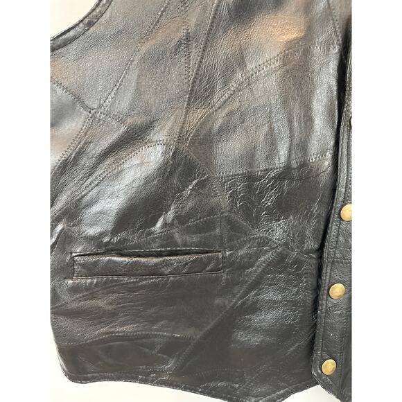 Giovanni Navarre Leather Company Italian Stone Design Black Leather Vest XXL - Picture 5 of 10